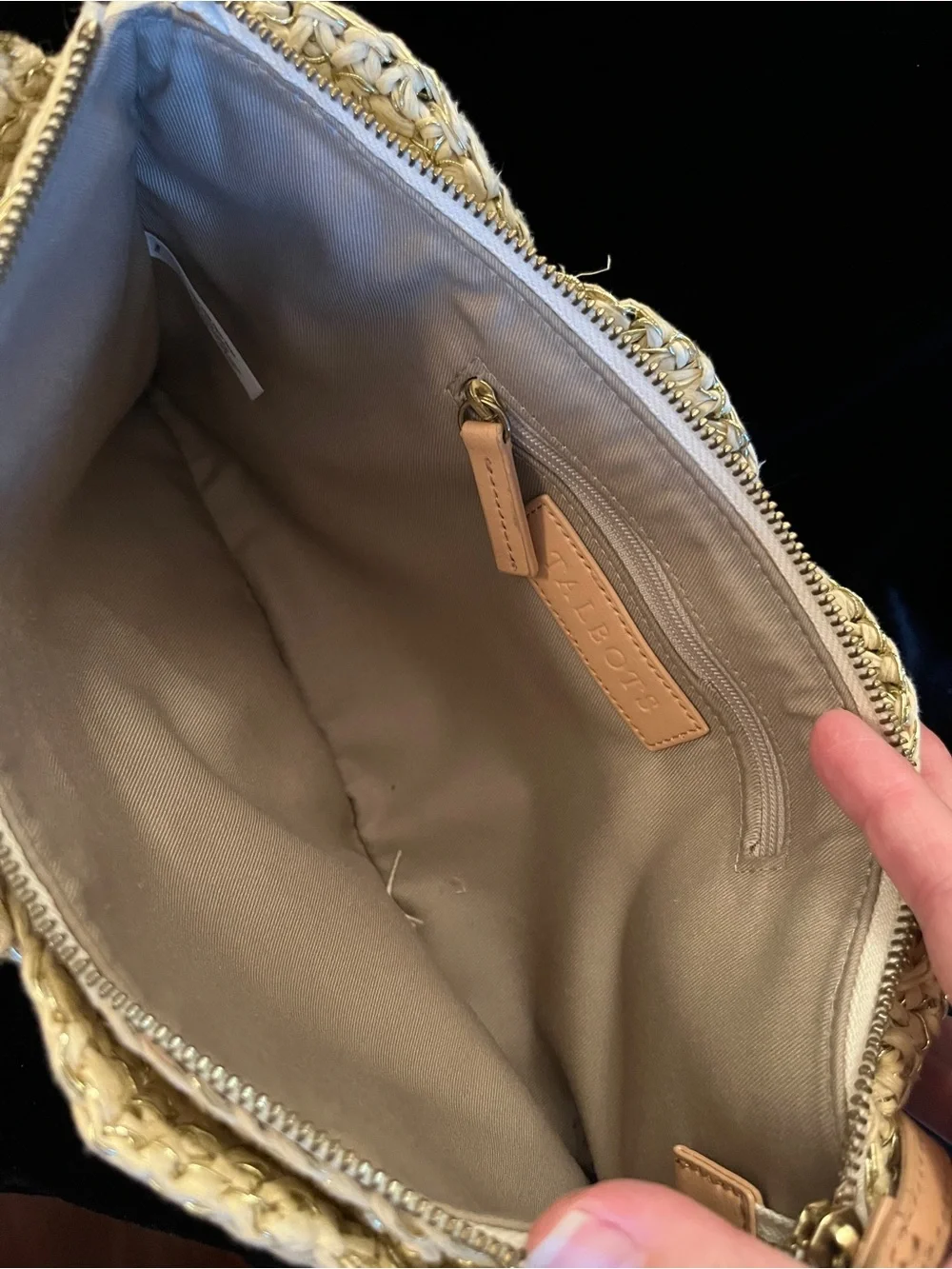 Talbots Straw Woven Clutch with Wristlet Strap & Gold Metallic Detail